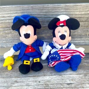 NWT Sealed Disney Mickey & Minnie As Paul Revere & Betsy Ross Plushies 8" USA